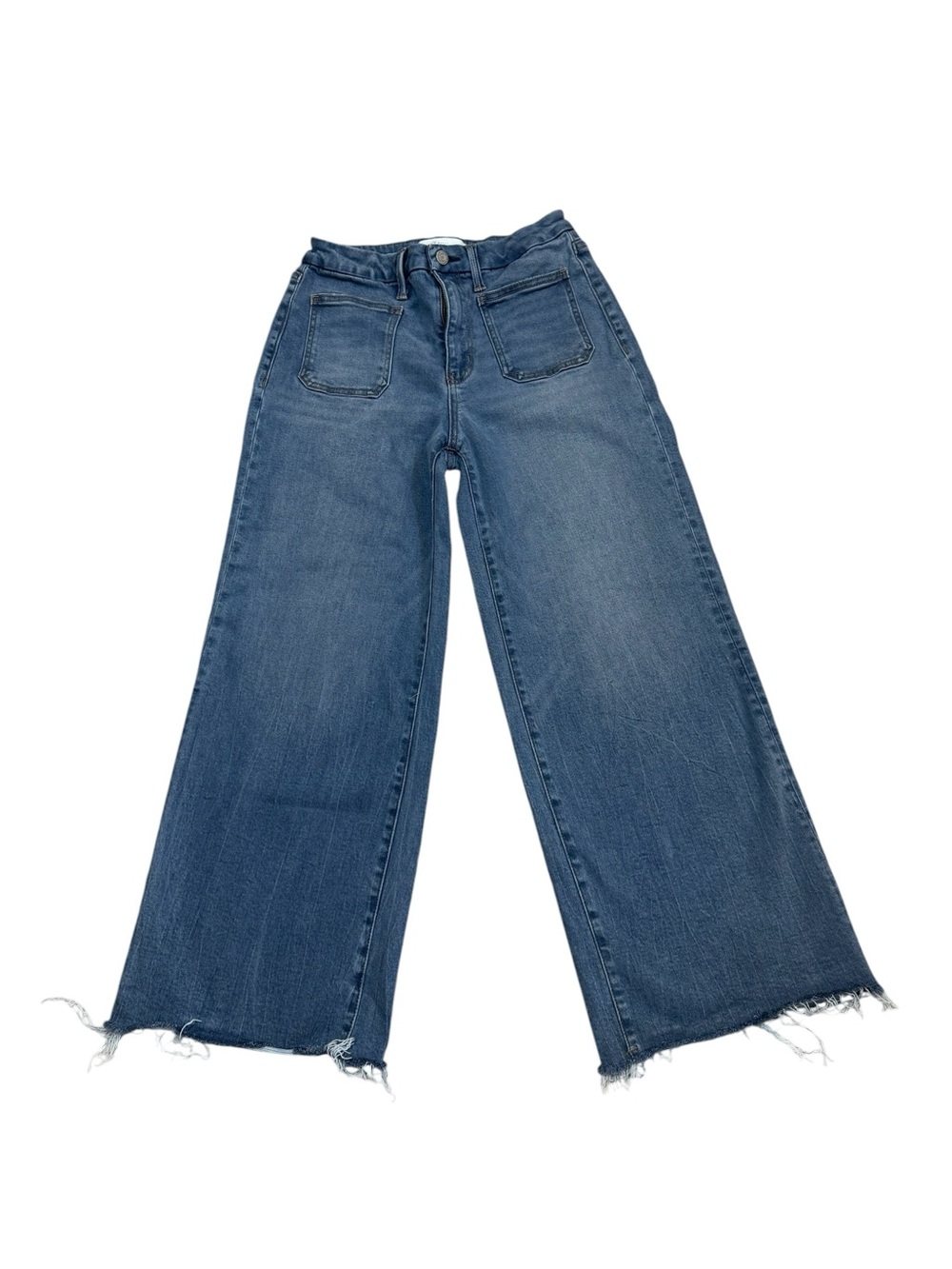 Vervet High Rise Wide Leg Crop Jeans Raw Hem Medium Wash Size 27 - Picture 6 of 9
